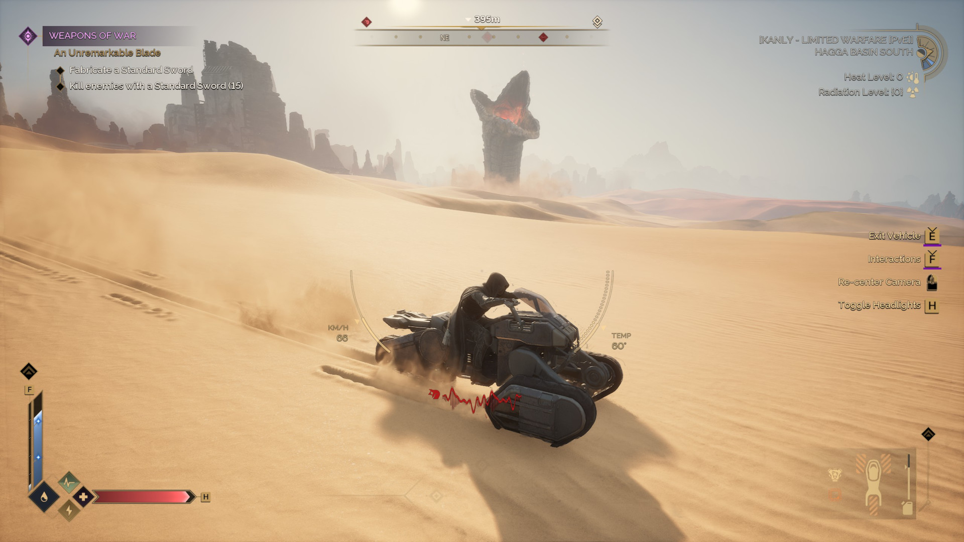 A sandworm attack out on the dunes in Dune Awakening