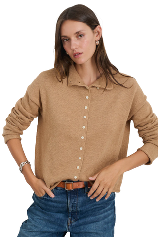 Alex Mill Taylor Rollneck Cardigan in Cotton Cashmere