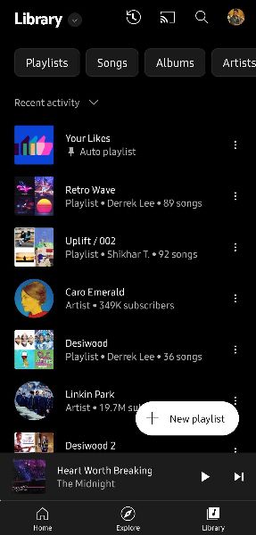 YouTube Music's redesigned Library tab