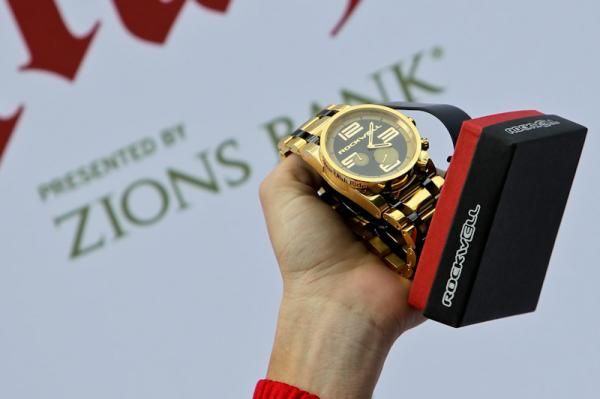 Jersey wearers got this fancy engraved watch from Rockwell.
