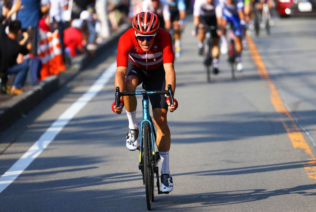 Denmarks Jakob Fuglsang rides during the mens cycling road race of the Tokyo 2020 Olympic Games finishing at the Fuji International Speedway in Oyama Japan on July 24 2021 Photo by Tim de Waele POOL AFP Photo by TIM DE WAELEPOOLAFP via Getty Images