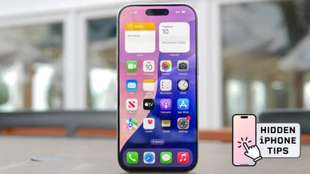iPhone 16 Pro with Hidden iPhone Tips badge