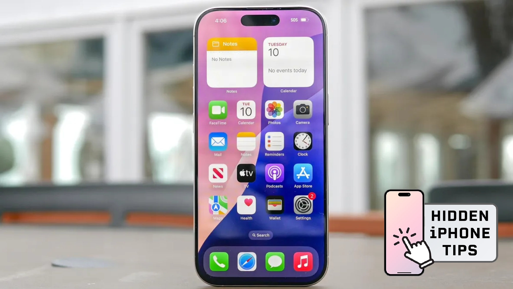 iPhone 16 Pro with Hidden iPhone Tips badge