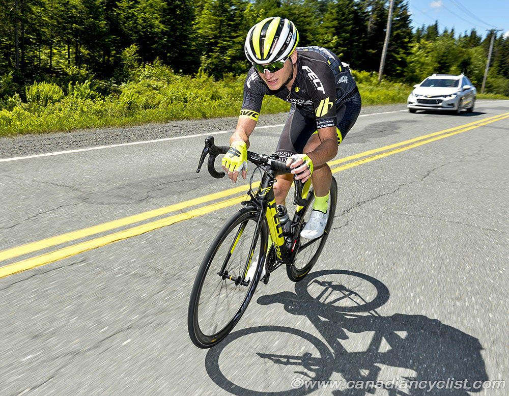 Oscar Clark (Holowesko / Citadel p/b Hincapie Sportswear) tried to break away before the circuit