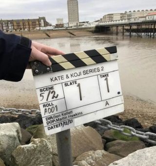 Where it all began: Clapperboard with the first take for series 2 of Kate and Koji.