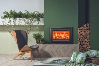 Are wood burners bad for the environment? wood burner living room green wall