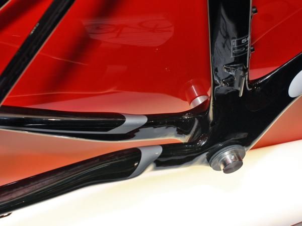 Bulbous chain stays help maintain rear-end stiffness.