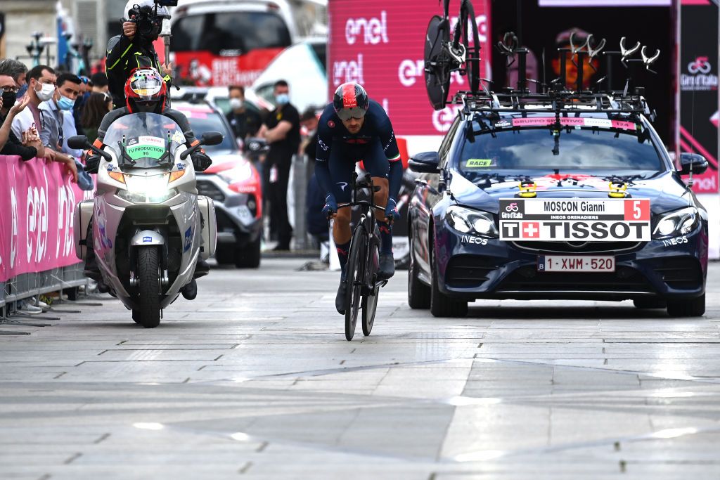 TURIN ITALY MAY 08 Gianni Moscon of Italy and Team INEOS Grenadiers during the 104th Giro dItalia 2021 Stage 1 a 86km Individual Time Trial stage from Torino to Torino ITT girodiitalia Giro on May 08 2021 in Turin Italy Photo by Stuart FranklinGetty Images