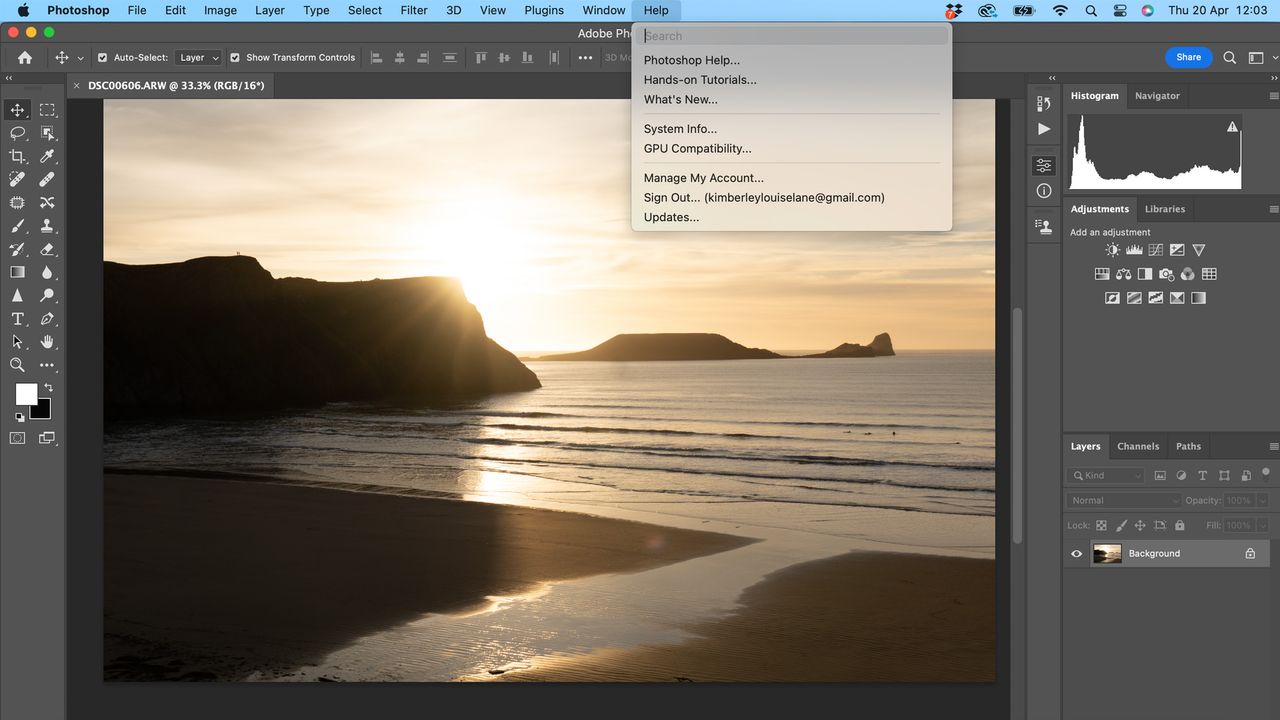 Image being edited in Photoshop