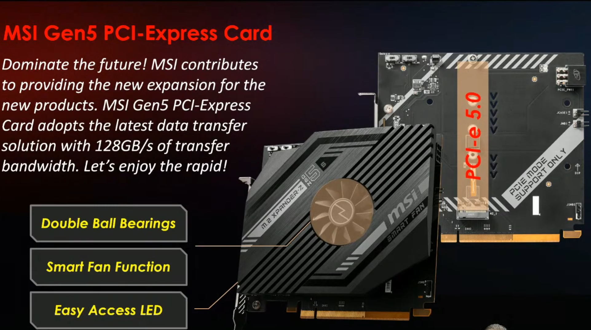 MSI Builds PCIe Gen 5 Card for Future NVMe SSDs