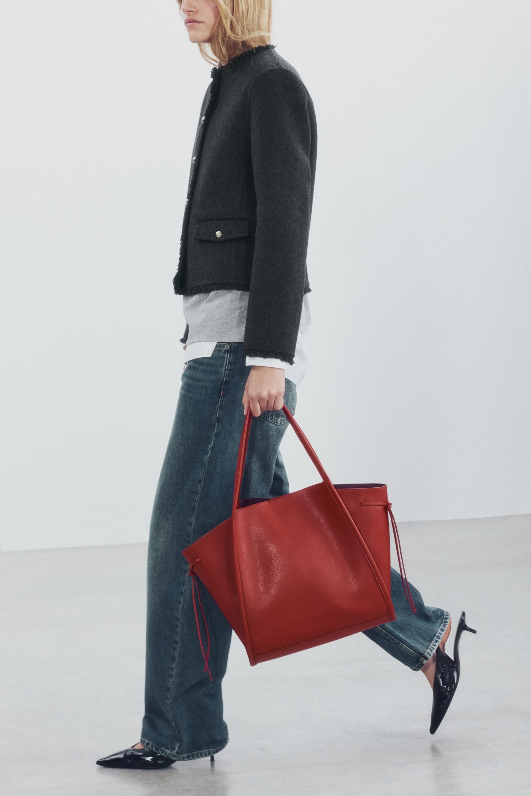 Bow Shopper Bag - Red - One Size Only