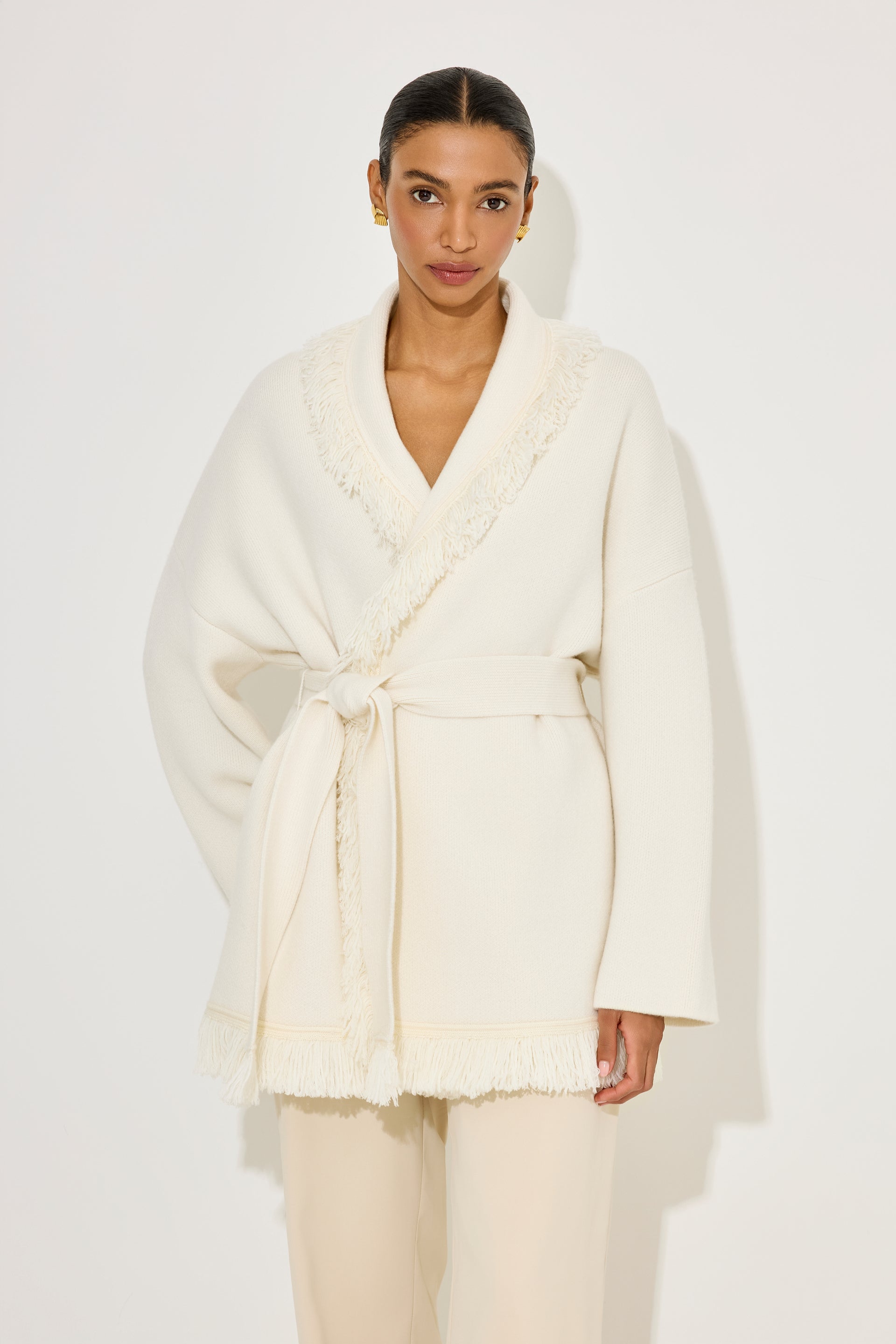 Wool Fringe Cardigan - Xs-S