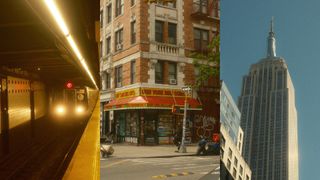 three photos side by side of New York City