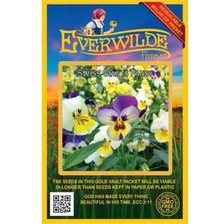 Everwilde Farms - 500 Swiss Giants Mixed Pansy Garden Flower Seeds - Gold Vault Jumbo Bulk Seed Packet