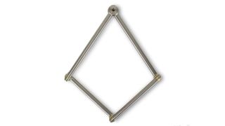 A folding Altor Apex Ti titanium bike lock in a diamond shape, on a blank background