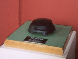 A replica of the recovered Sputnik IV chunk of space junk is on display at a museum in Manitowoc, WI.