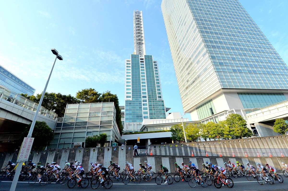 The riders raced around the city centre
