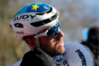 Sonny Colbrelli wearing a custom European Champion Rudy Project Nytron helmet