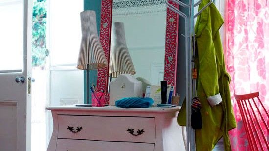 dressing room with painting furniture in pink colour