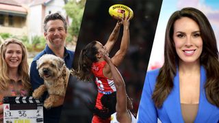 Binge offerings collage with photos from Colin From Accounts season 3, AFLW sports and news 