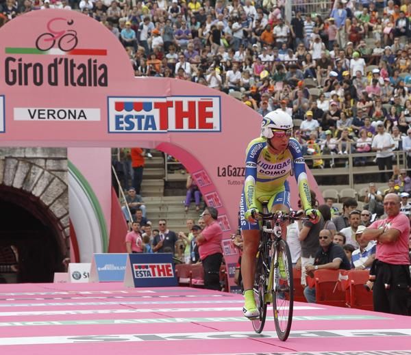 Vincenzo Nibali (Liquigas-Doimo) was fifth in the time trial