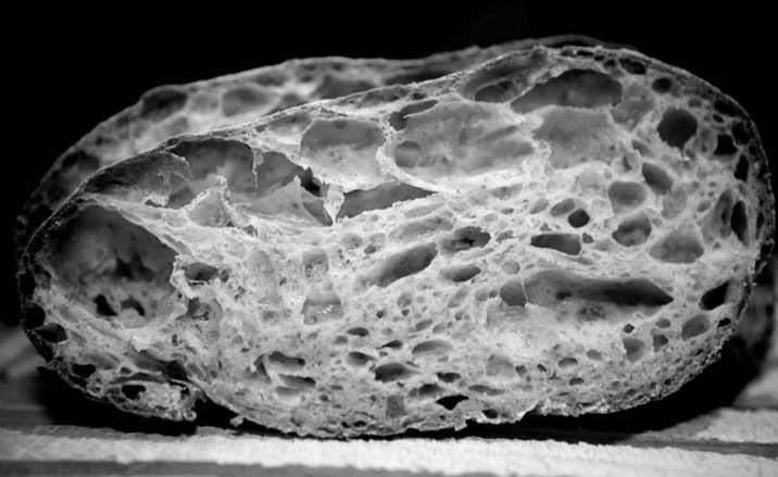 side view of a sliced piece of bread