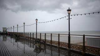 Skegness Pier in rainy conditions