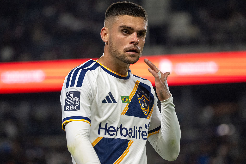 CARSON, CA - MAY 23: Gabriel Pec #11 of the LA Galaxy during the match against Houston Dynamo at Dignity Health Sports Park on May 23, 2026 in Carson, California. The match ended in a 1-1 draw. (Photo by Shaun Clark/Getty Images)