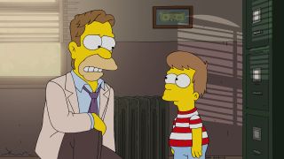 Flashback Abe talking to Homer in private detective office in The Simpsons Season 36