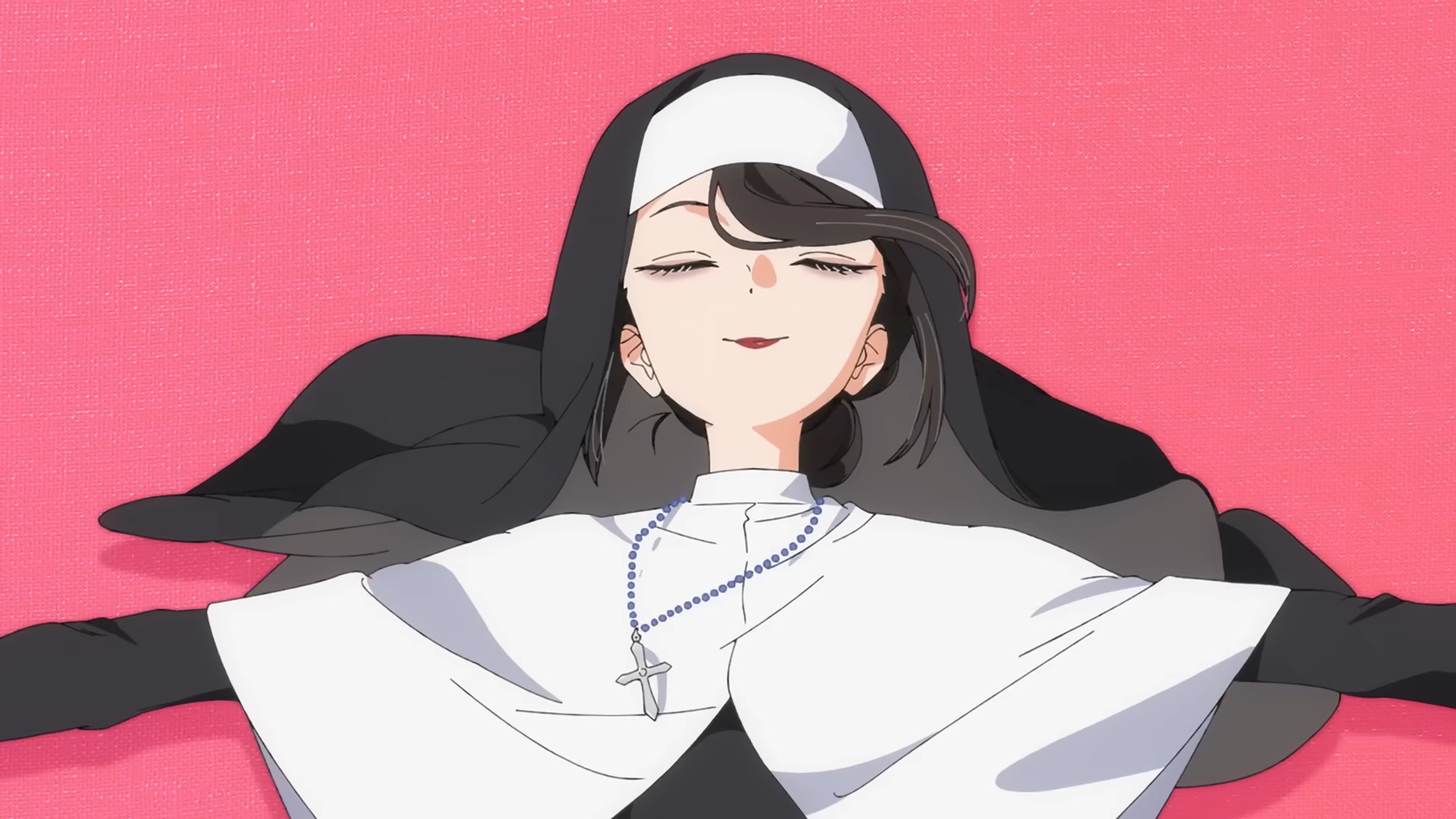 My Dress-Up Darling female lead Marin Kitagawa with blond hair and pink eyes