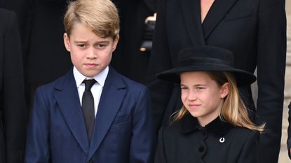 Prince George and Princess Charlotte at the Queen's funeral