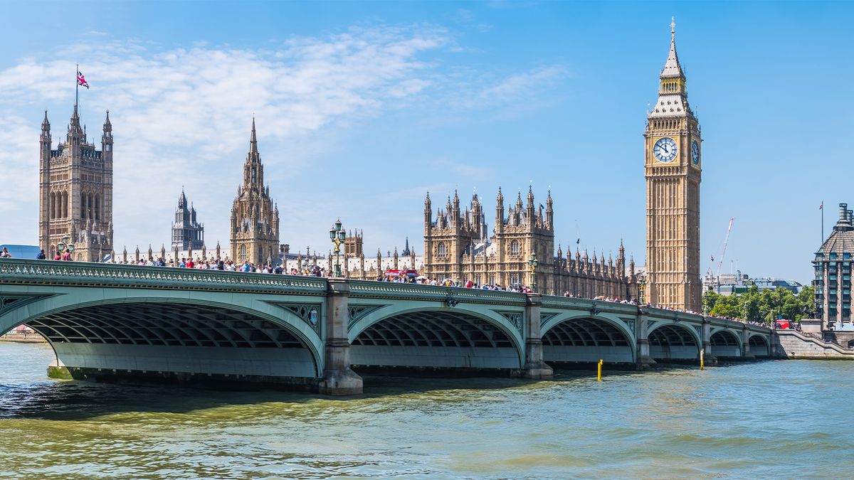 Westminster Parliament and the Big Ben clocktower pictured with Westminster Bridge.