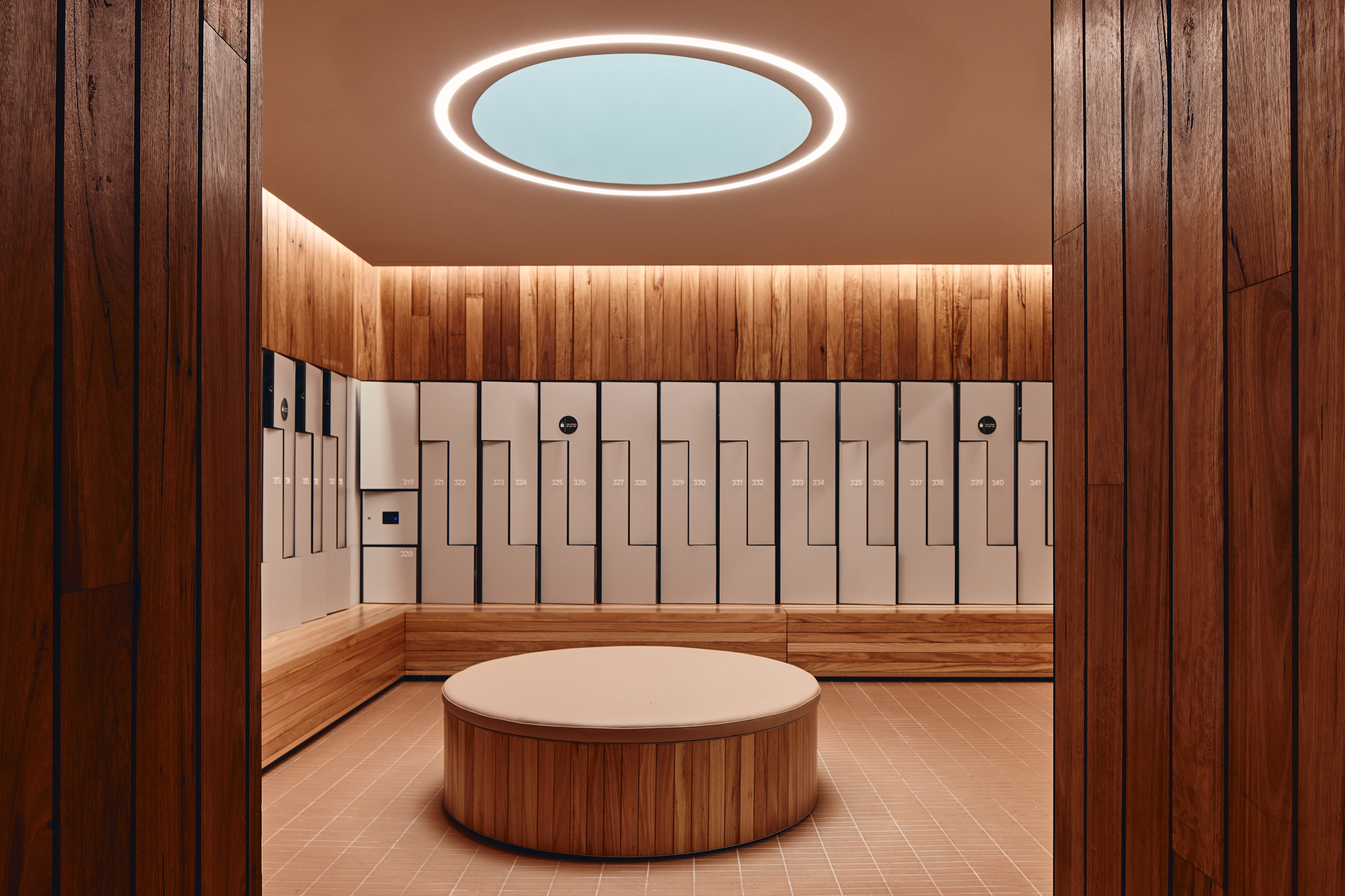 Parramatta Aquatic Centre interior wood-lined space