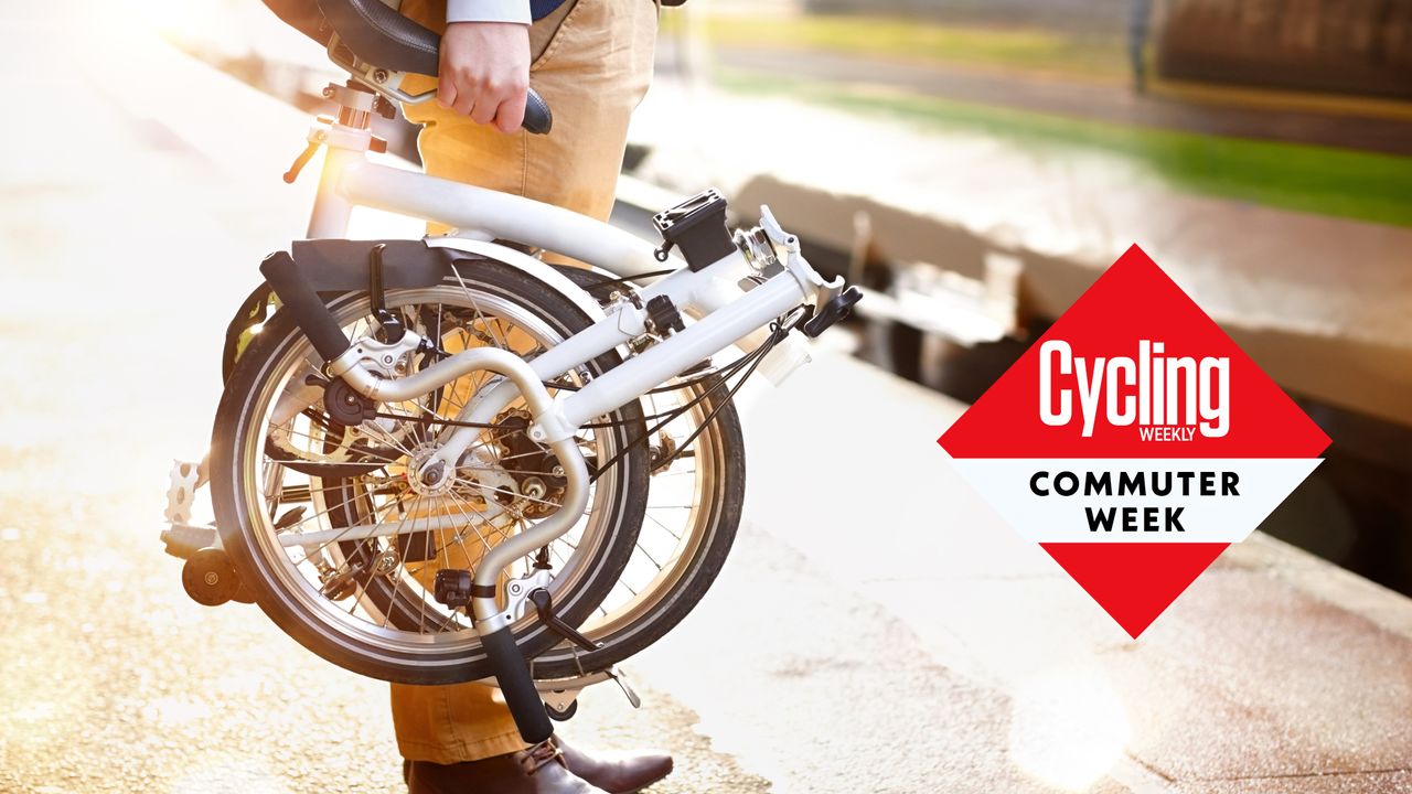 Folding bike at train platform