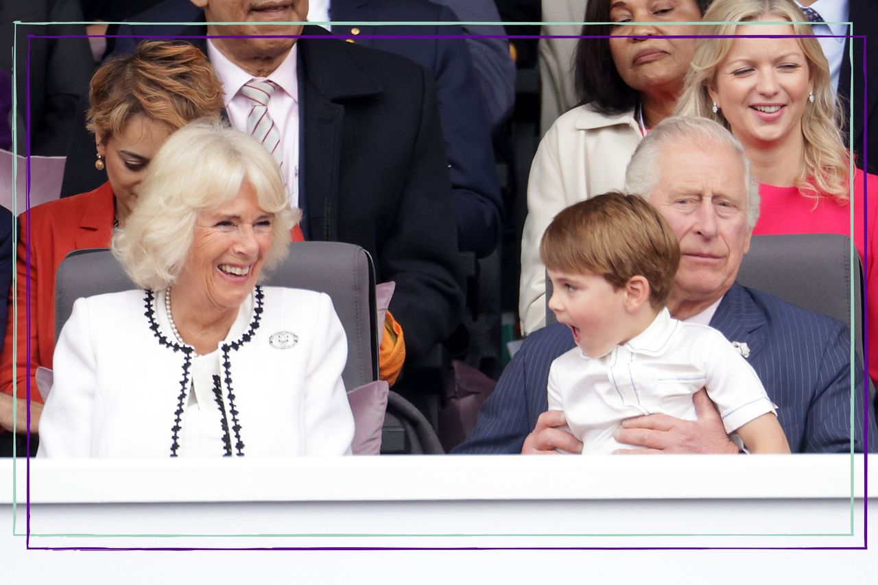 King Charles III and Camilla Queen Consort with Prince Louis sat on his grandpa&#039;s knee at the Queen&#039;s Platinum Jubilee