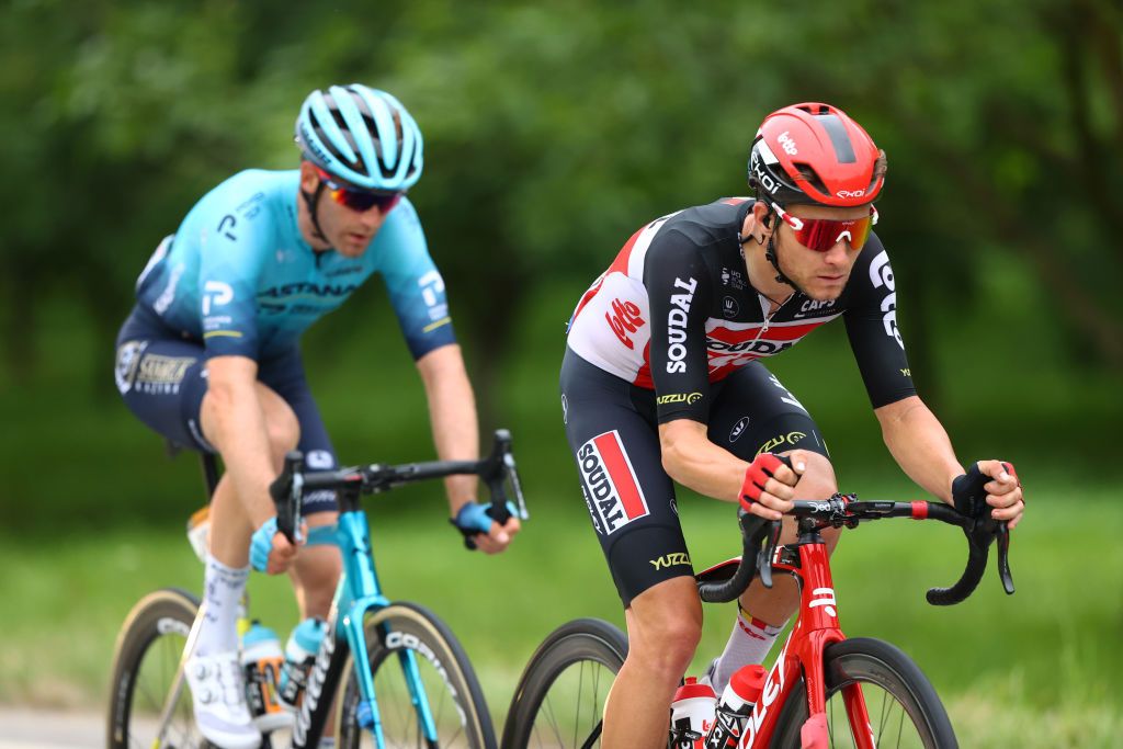 VALENCE FRANCE JULY 06 Tosh Van Der Sande of Belgium and Team Lotto Soudal in breakaway during the 108th Tour de France 2021 Stage 10 a 1907km stage from Albertville to Valence LeTour TDF2021 on July 06 2021 in Valence France Photo by Michael SteeleGetty Images