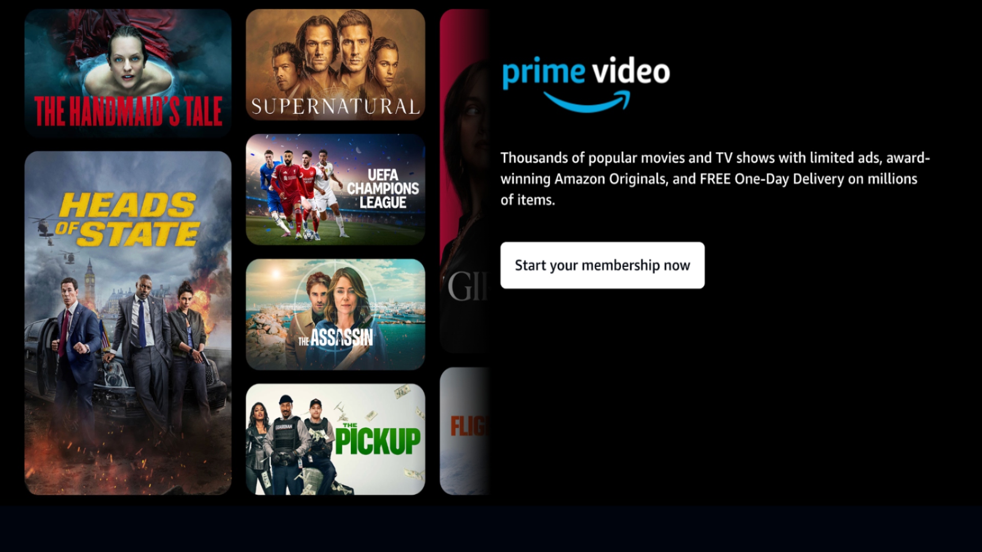 Prime Video home screen prompting users to try out a free trial