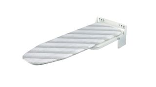 Ironfix Wall Mounting Ironing Board, white fixings with grey patterned cover