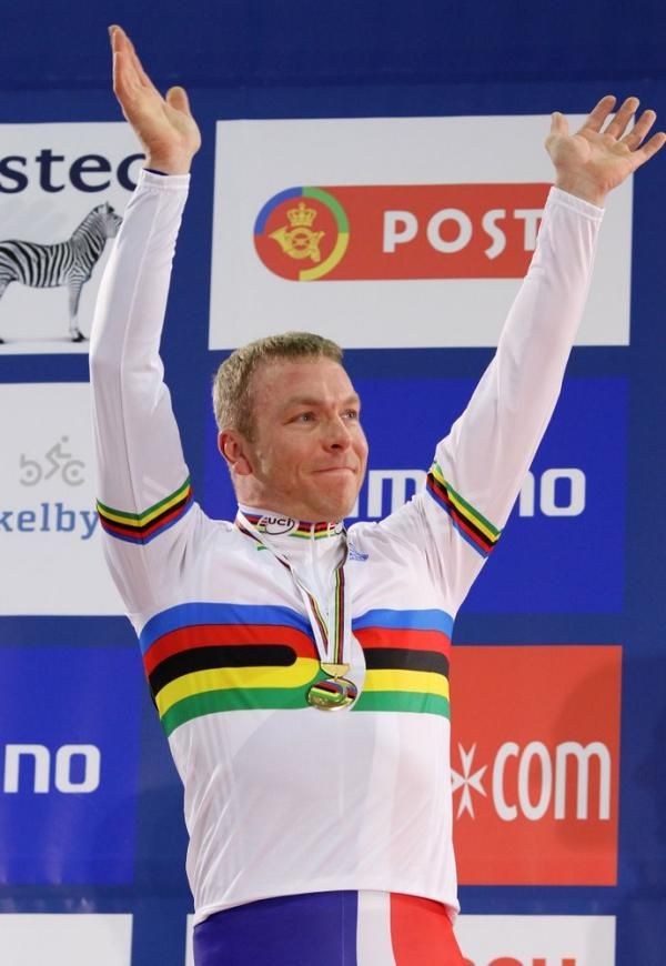 Chris Hoy (Great Britain) won the gold medal in the men's Keirin.