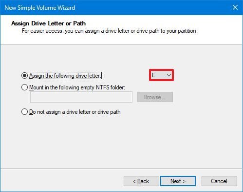 Partition drive letter option