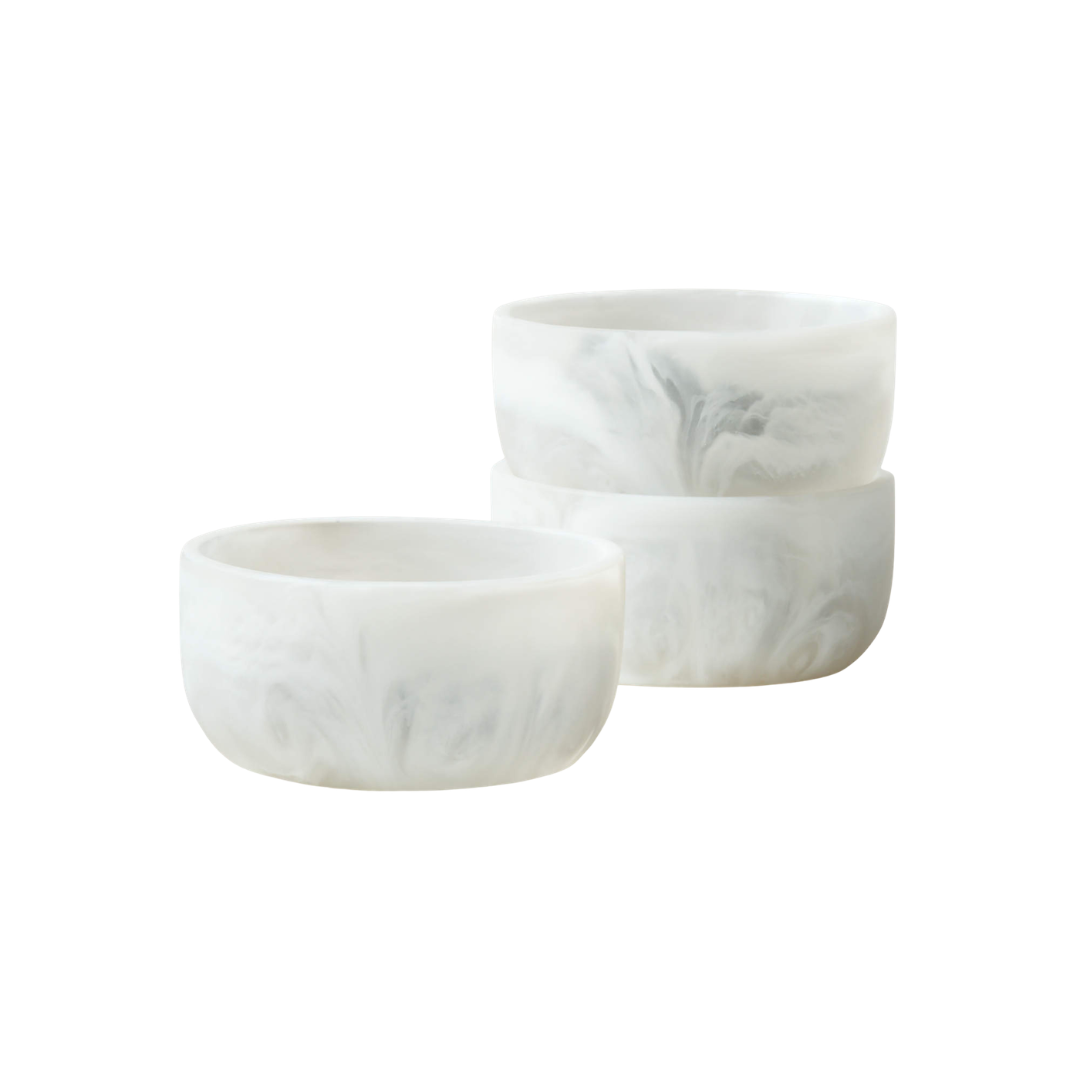CB2, Radley White Swirl Resin Mini Bowls Set of 3