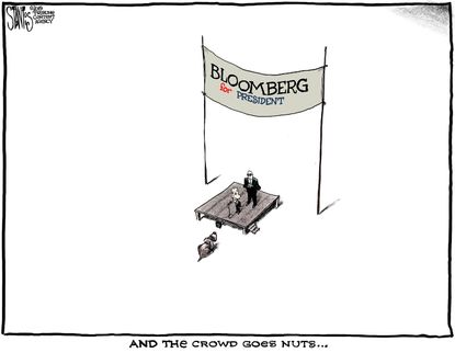 Political Cartoon U.S. Bloomberg 2020 No Crowd