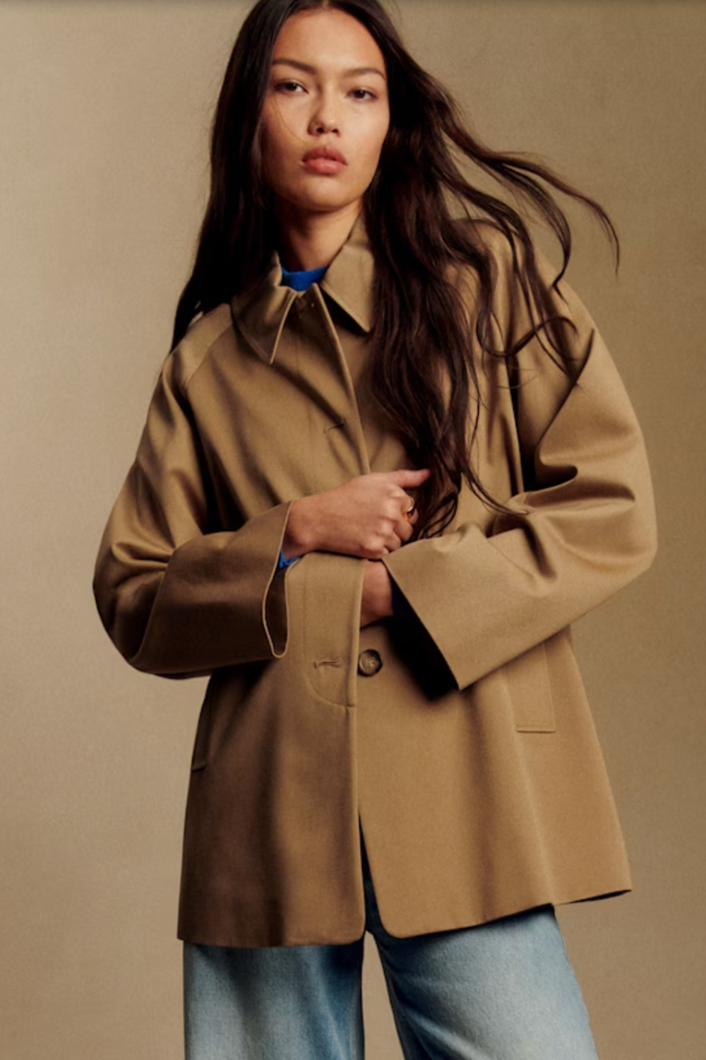 S&amp;eacute;zane trench coat jeans