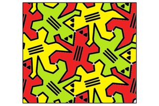 A tessellation of geckos, inspired by the designs of M.C. Escher.