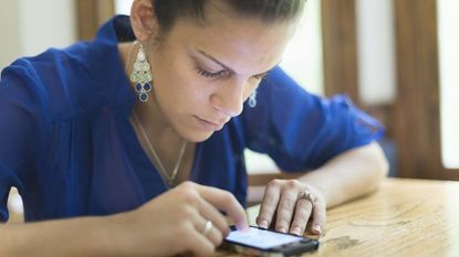 Woman checking phone