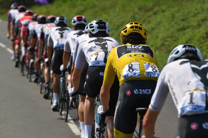 Geraint Thomas sits in the Team Sky train at the Tour de France