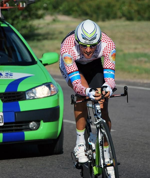 Mountains leader Eros Capecchi (Liquigas - Cannondale) in action during the time trial.
