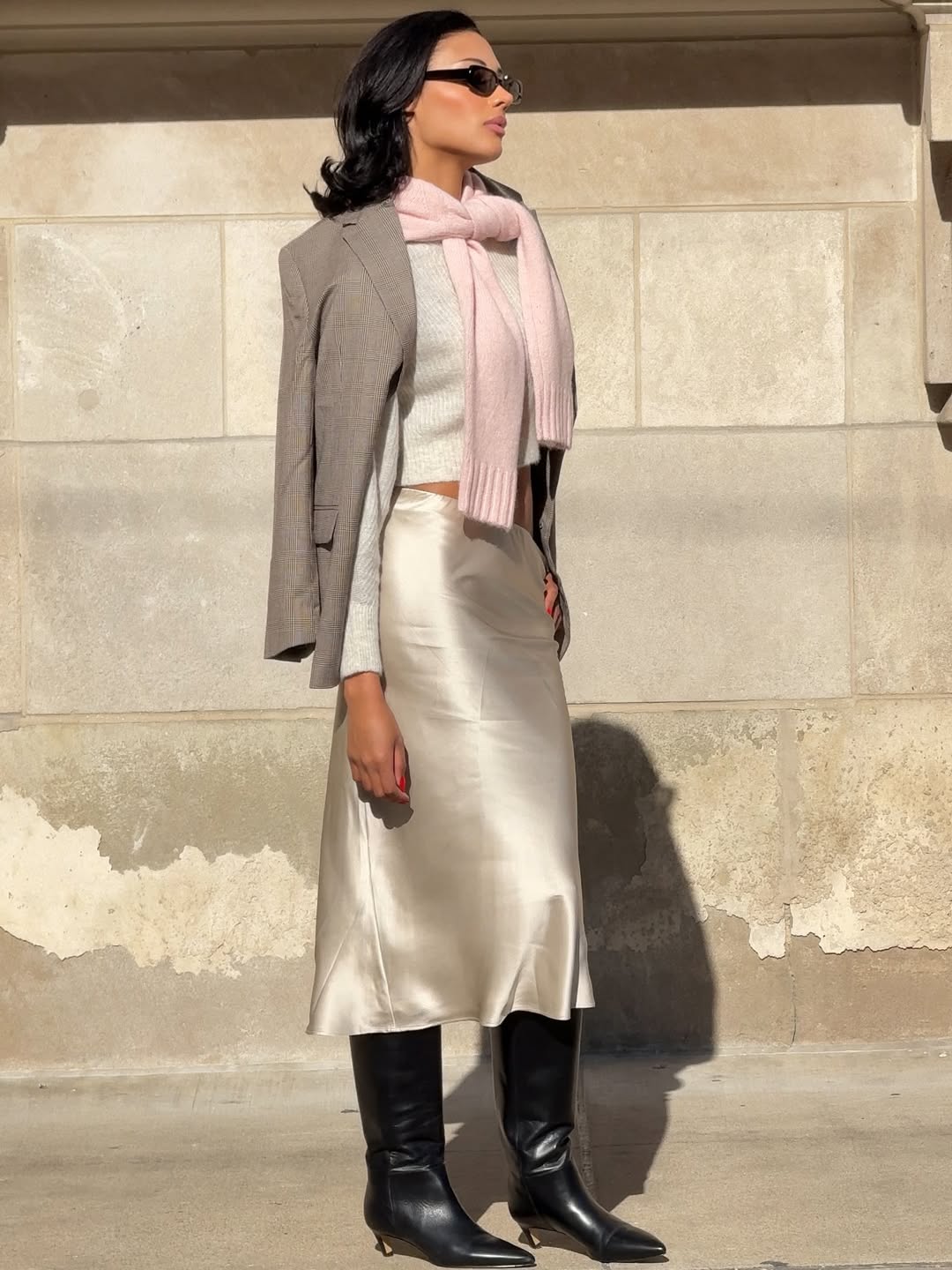 Dana Emmanuelle-Jean Nozime in a silk skirt.
