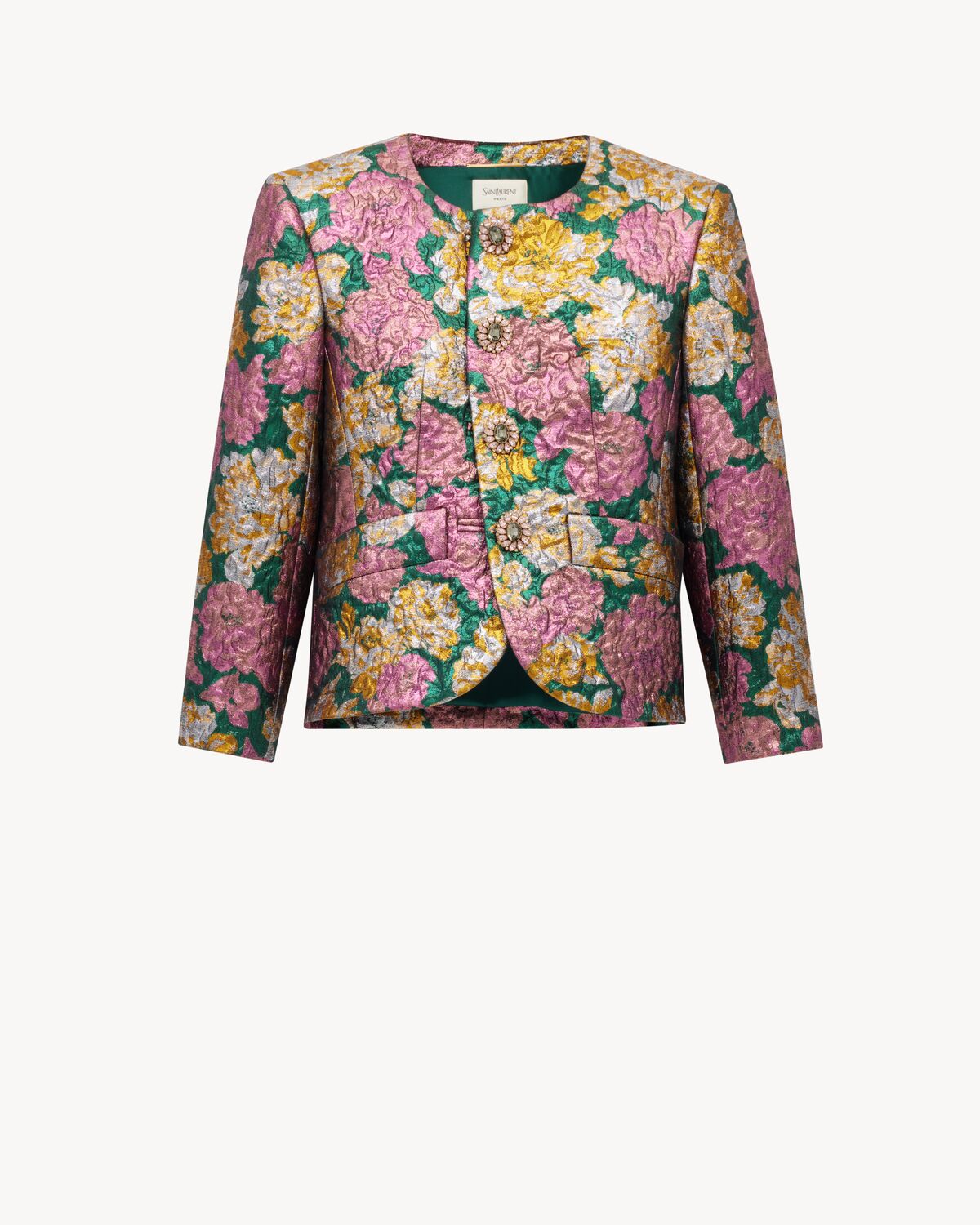 Women's Jacket in Brocade in Pink and Green
