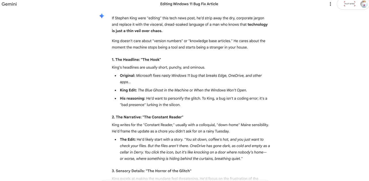 Gemini persona writing test